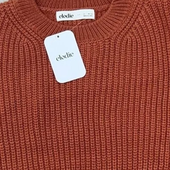 Elodie Sweaters - Elodie NWT Women's Rust Crewneck Cropped Long Sleeve Chunky Knit Sweater Large